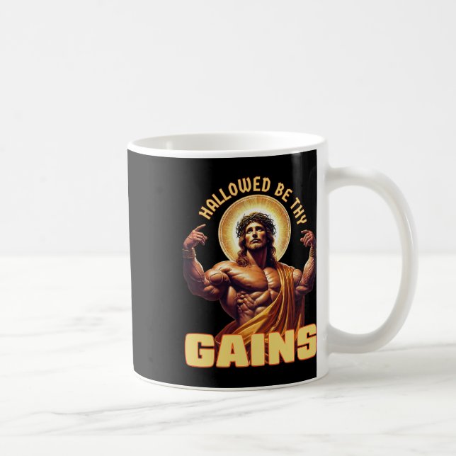 Mug Hallow Be Thains Drôle Gym Jésus Bodybuilding (Droite)