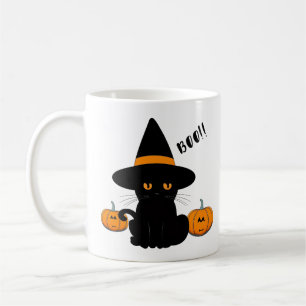 Mug Halloween Adorables Amis Dessin Animé, Chaton Noir