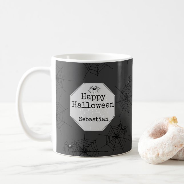 Mug Halloween Araignée Noire Épouvantable (Avec donut)