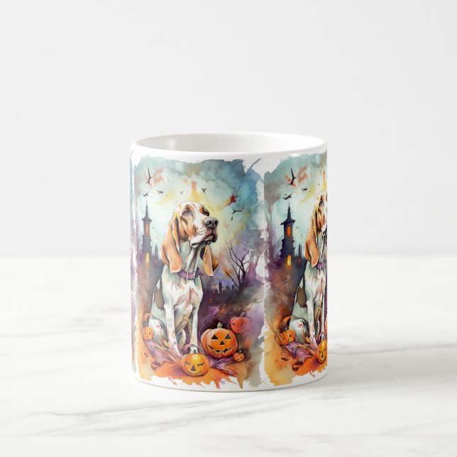 Mug Halloween Basset Hound Avec Crainte Citrouille (Centre)