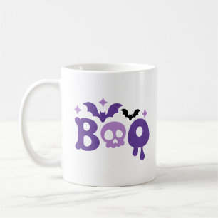 Mug Halloween Bats de crâne de Boo Typographie moderne
