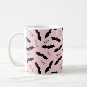 Mug Halloween Bats Roses Blancs