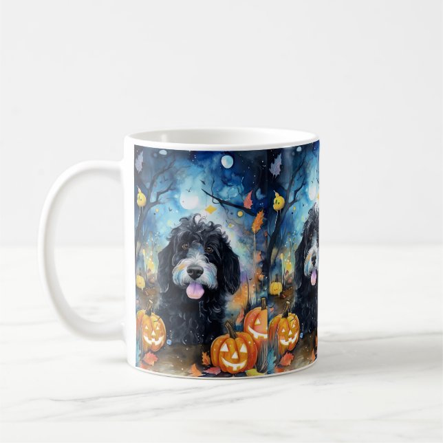 Mug Halloween Bernedoodle Avec La Peur Citrouille (Gauche)