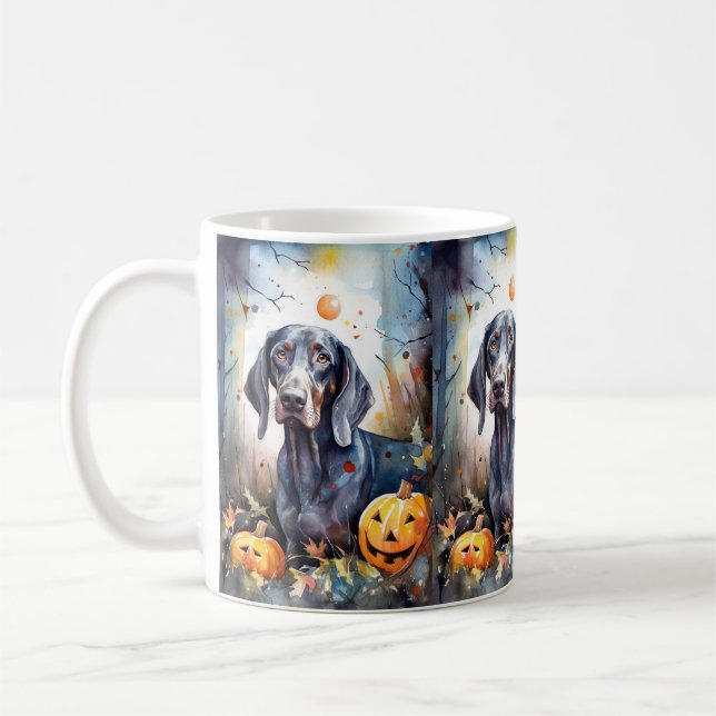 Mug Halloween Bluetick Coonhound avec la peur Citrouil (Gauche)
