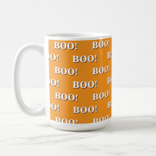 Mug Halloween Boo Orange et Blanc (Gauche)