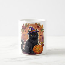 Mug Halloween Chapeau de Sorcière Citrouille Chat