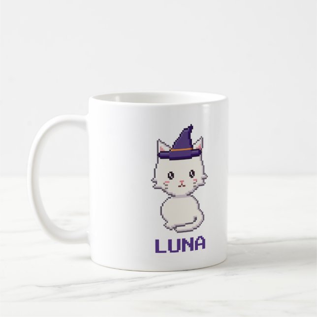 Mug Halloween Chat Blanc Personnalisé (Gauche)