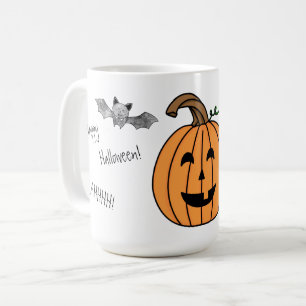 Mug Halloween chauve-souris et cochon de café Citrouil