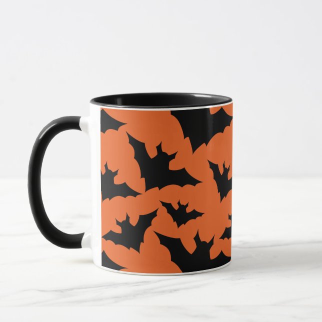 Mug Halloween chauves-souris noires orange cool éffray (Gauche)