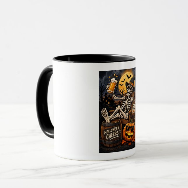Mug Halloween Cheers ! Squelette décontracté avec  (Devant gauche)