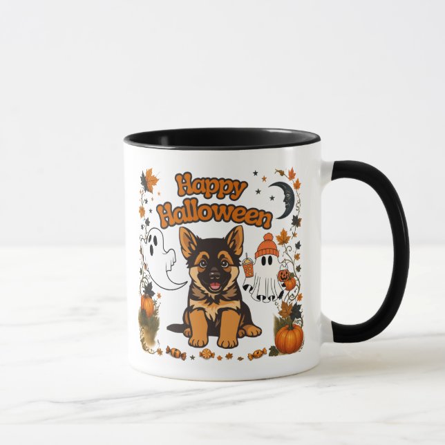 Mug Halloween Chien de Berger Allemand Mignon (Droite)