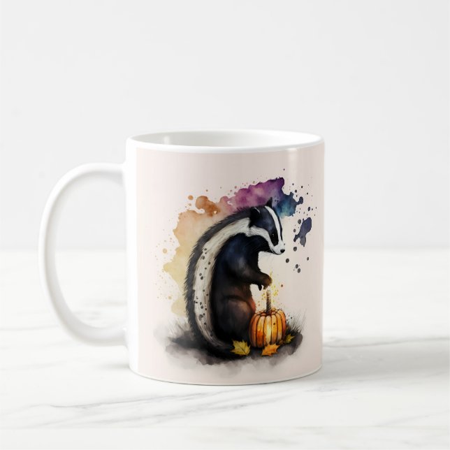 Mug Halloween Citrouille de peau aquarelle (Gauche)