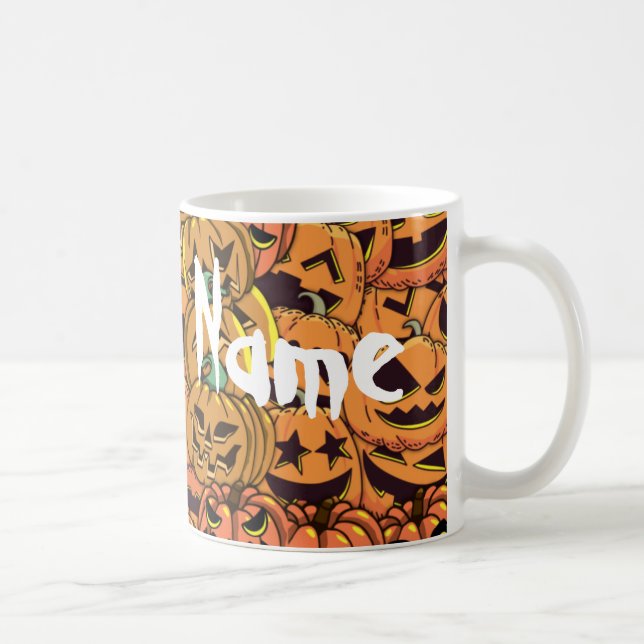 Mug Halloween Citrouille Jack-o'-lantern Café Mug, Cou (Droite)