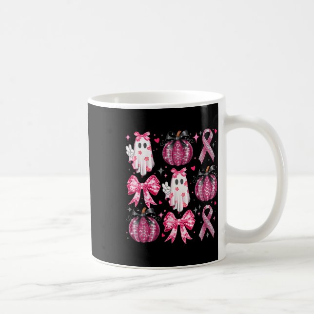 Mug Halloween Citrouille rose ruban Disco Ghost Bow Br (Droite)