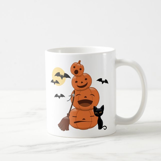 Mug Halloween Citrouilles et chat noir (Droite)