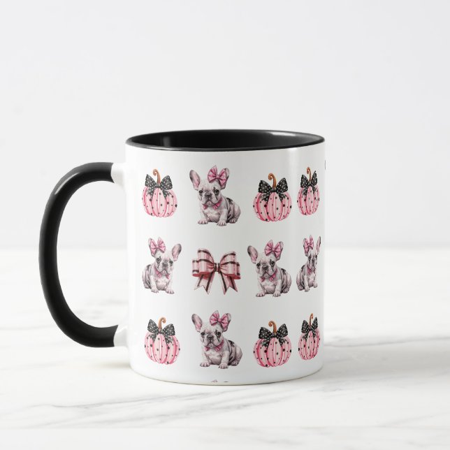 Mug Halloween Coquette Bulldog Bow citrouille Musique  (Gauche)