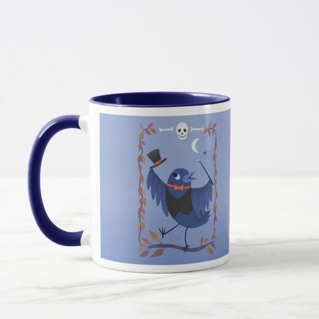 Mug Halloween Corbeau Lune Bleu Magique (Gauche)