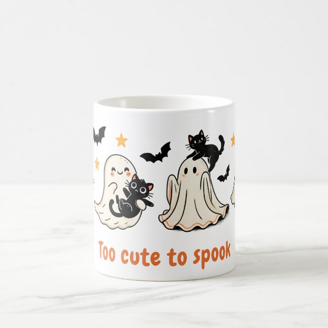 Mug Halloween Cute Éffrayant Ghost Chat - Chat cadeau  (Centre)