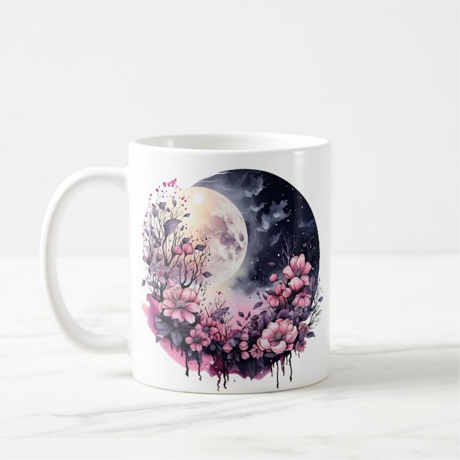 MUG HALLOWEEN DE LUNE FLORALE ROSE (Gauche)