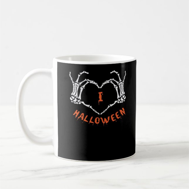 Mug Halloween de Slogan. Geste Cardiaque En Squelette (Gauche)