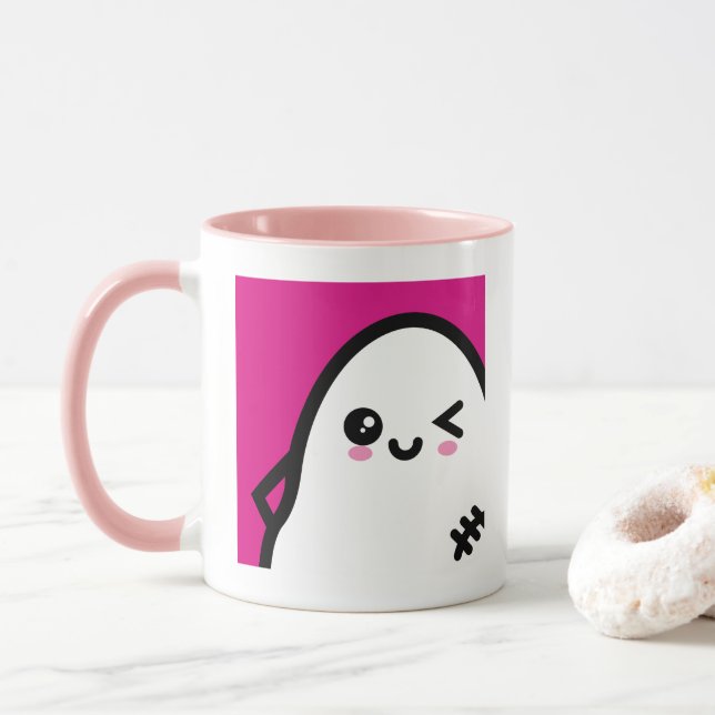 Mug Halloween déplaisante du fantôme d'oeufs | Ajouter (Avec donut)