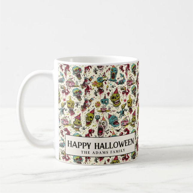 Mug Halloween des crânes caricaturaux déplaisants (Gauche)