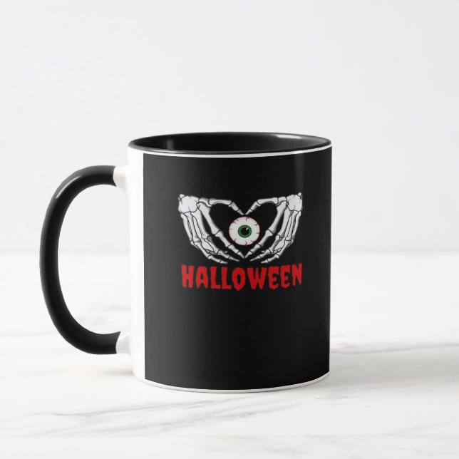 Mug Halloween des yeux - Squelette Mains Coeur (Gauche)