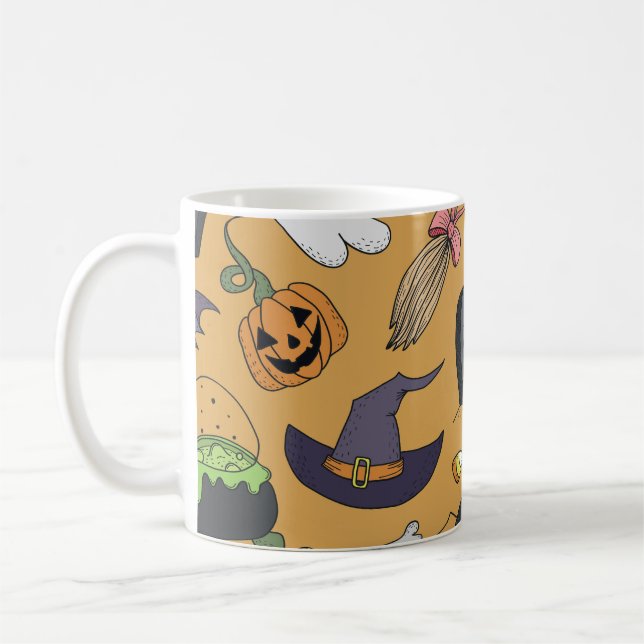 Mug Halloween Doodle Objets Motif sans couture (Gauche)
