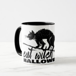 Mug Halloween Drôle Chat Sorcière Sur Broomstick
