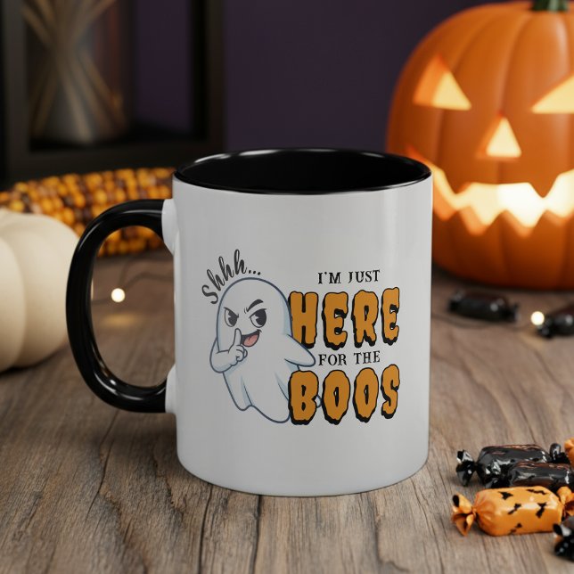 Mug Halloween drôle jeu de fantôme juste ici pour les  (Halloween Funny Ghost Pun Just Here for the Boos Mug
)