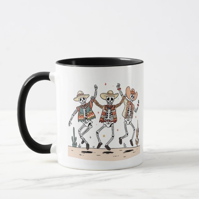 Mug Halloween drôles à trois squelettes (Gauche)