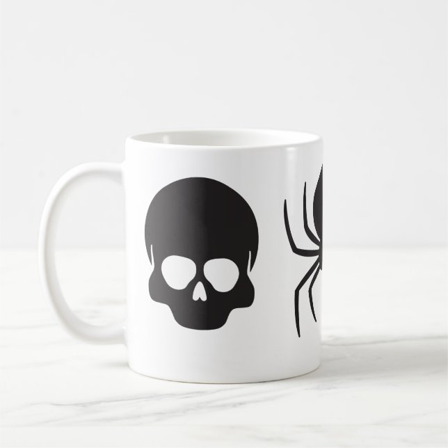 Mug Halloween Éffrayant déplaisant - Crâne, araignée e (Gauche)