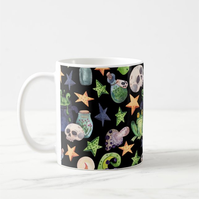 Mug Halloween éffrayant : Motif à main foncée. (Gauche)
