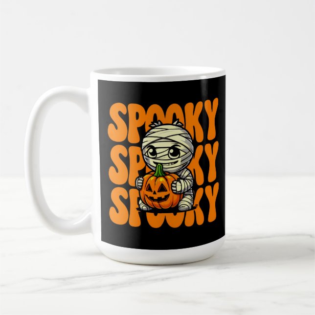 Mug Halloween éffrayant Mummy Hugging Citrouille (Gauche)