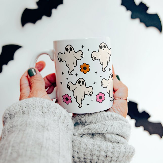Mug Halloween éffrayant Super Fantômes & Fleurs (Créateur téléchargé)