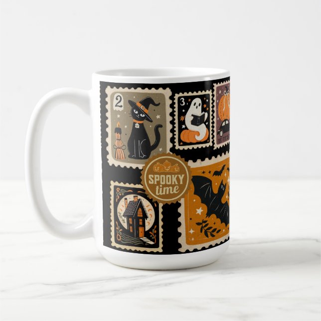 Mug Halloween Éffrayant temps Postal Timbres Fantômes  (Gauche)
