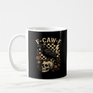 Mug Halloween F Caw F Corbeau Oiseau Carreaux Vintage