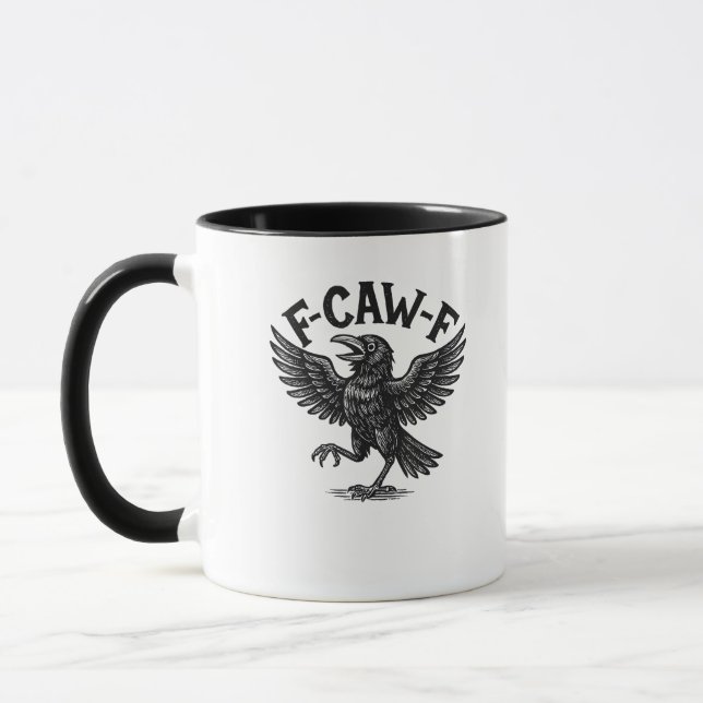 Mug Halloween F-Caw-F Oiseau Corbeau Femmes Hommes Min (Gauche)