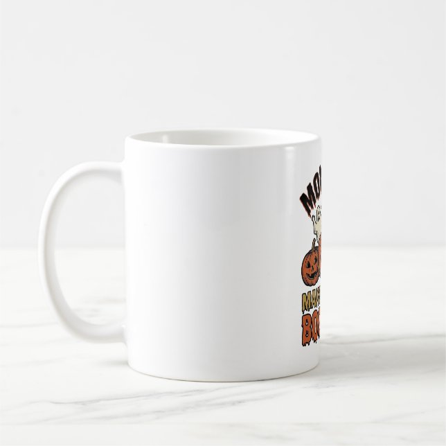 Mug Halloween Fantôme Citrouille Gravure Vintage Drôle (Gauche)