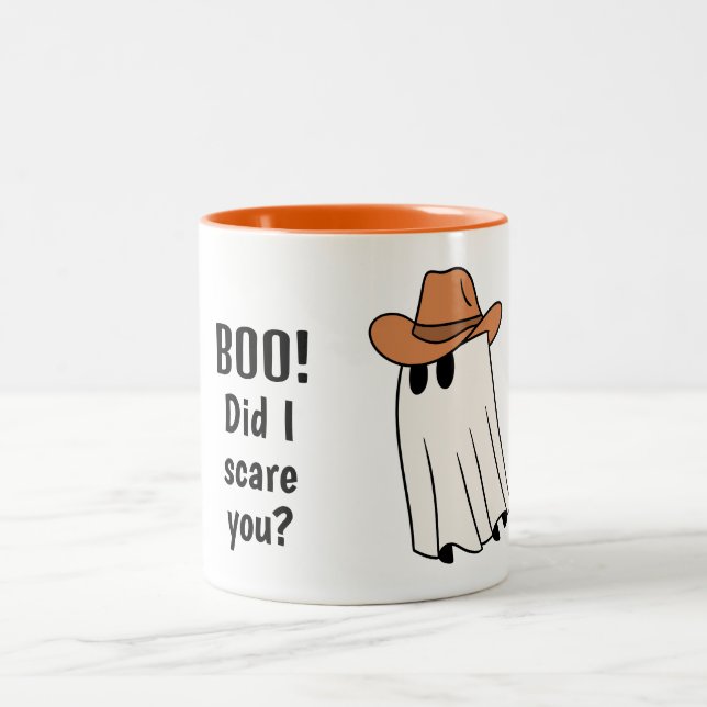 Mug Halloween fantôme mignon noir et orange (Centre)