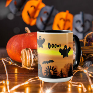Mug Halloween Fantômes et chauves-souris d'horreur noc