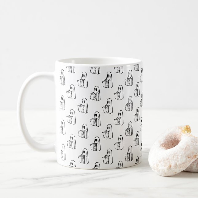 Mug Halloween, Gentil Fantôme Blanc, Des Friandises ou (Avec donut)