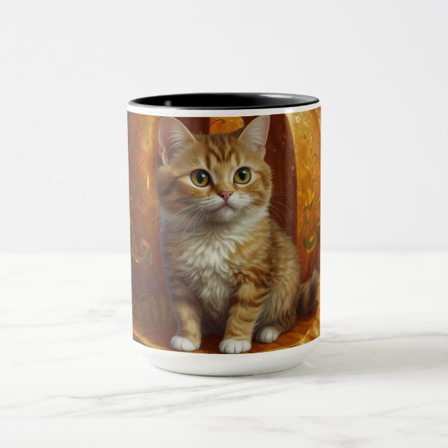 Mug Halloween Ginger Tabby Kitten Vivre dans un Citrou (Centre)