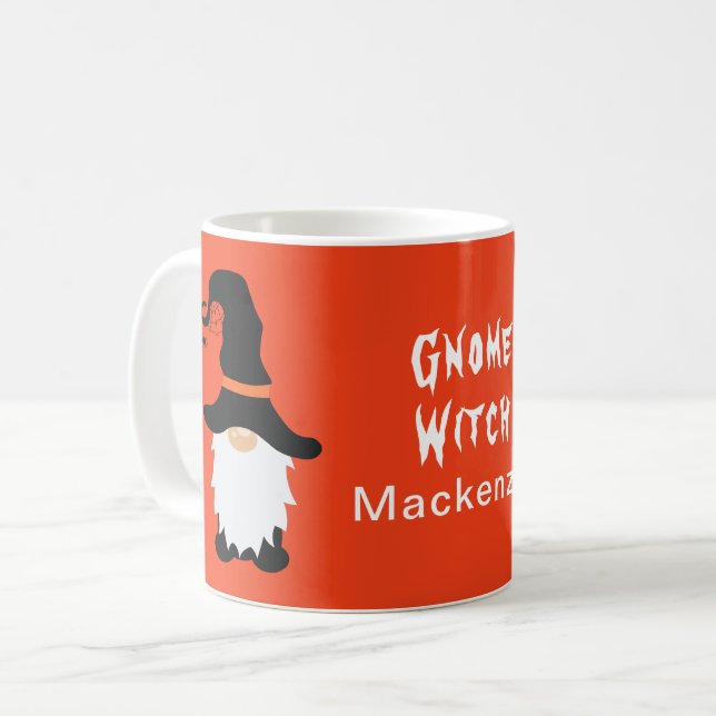 Mug Halloween Gnome Witch White Hair Beard Ajouter un  (Devant gauche)