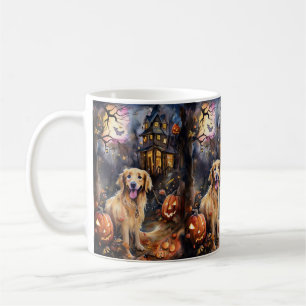 Mug Halloween Golden Retriever avec citrouilles Épouva