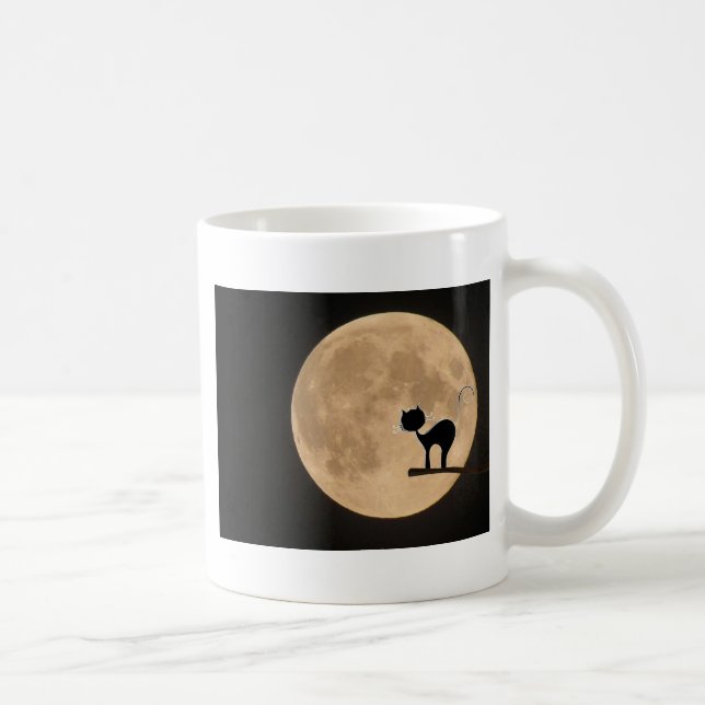 Mug Halloween gothique chat noir avec pleine lune (Droite)