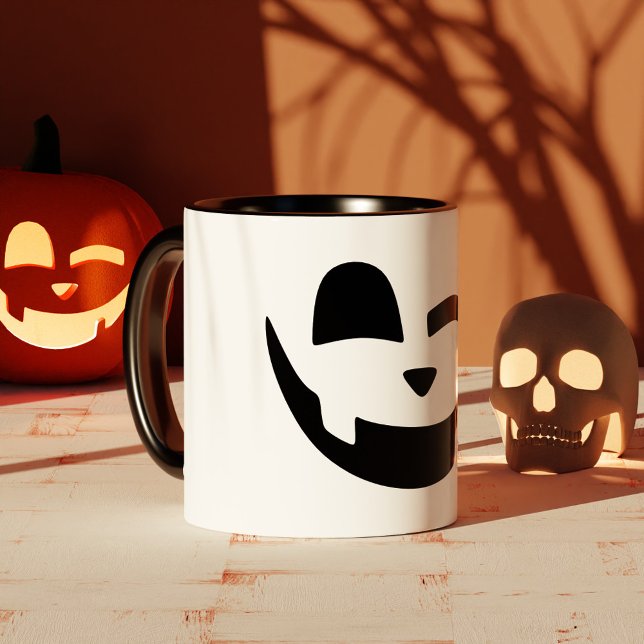 Mug Halloween Jack-o'-lantern Citrouille Happy Face (Halloween Jack O Lantern Pumpkin Happy Face Mug)