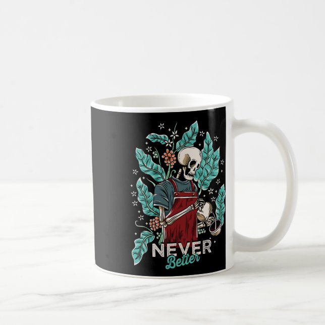 Mug Halloween Jamais Mieux Squelette Boire Café (Droite)