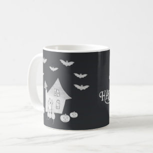 Mug Halloween la nuit avec Haunted House, chauves-sour