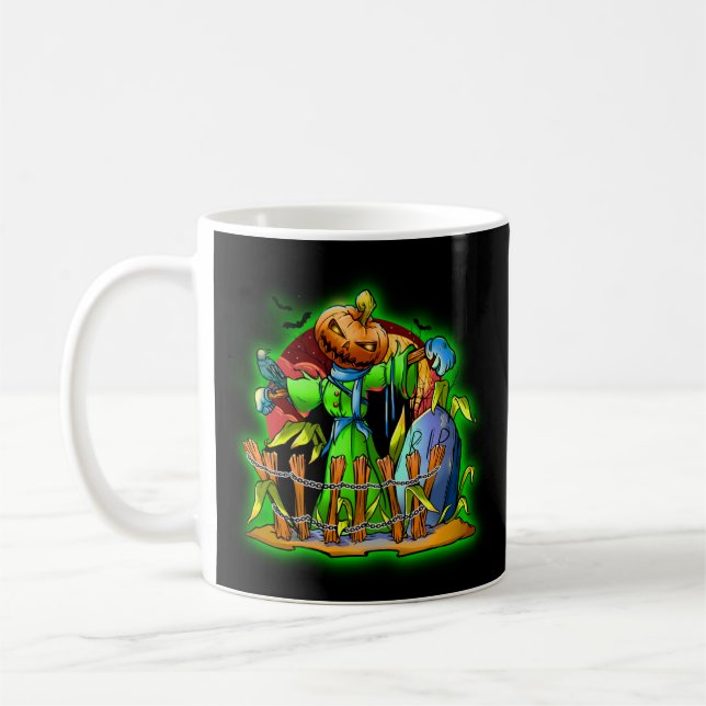 Mug Halloween Lady Scarecrow Citrouille Head RIP Bats (Gauche)